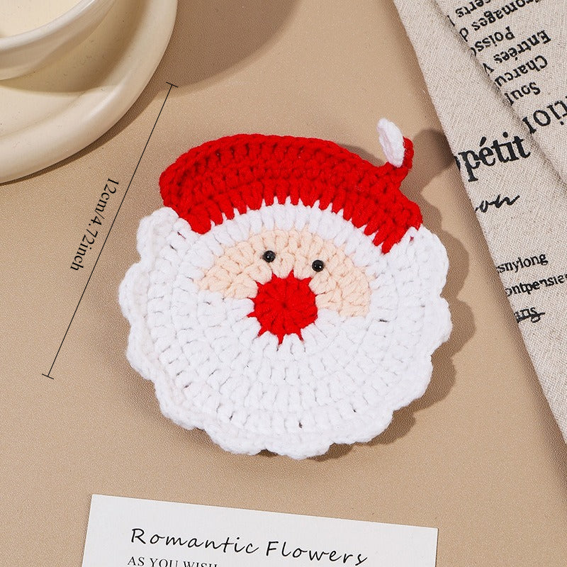 Christmas Crochet Coasters Handmade Holiday Tabletop Decor