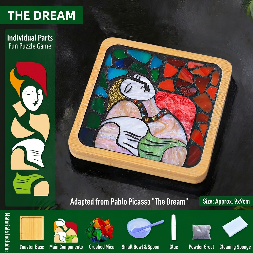 Mosaic Art Coaster Puzzle Kit Famous Painting Craft Set