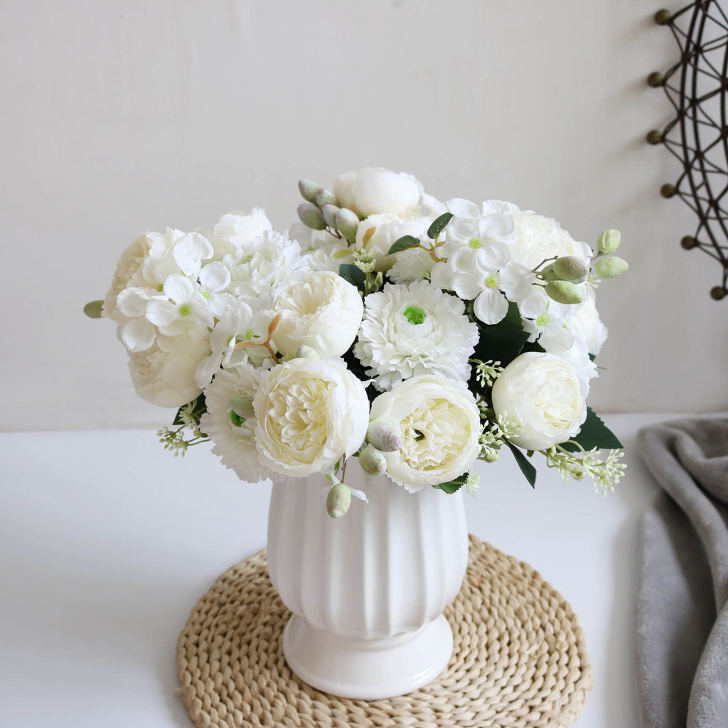 Valentine 5-Head Nordic Faux Peony Hydrangea Berry Bouquet