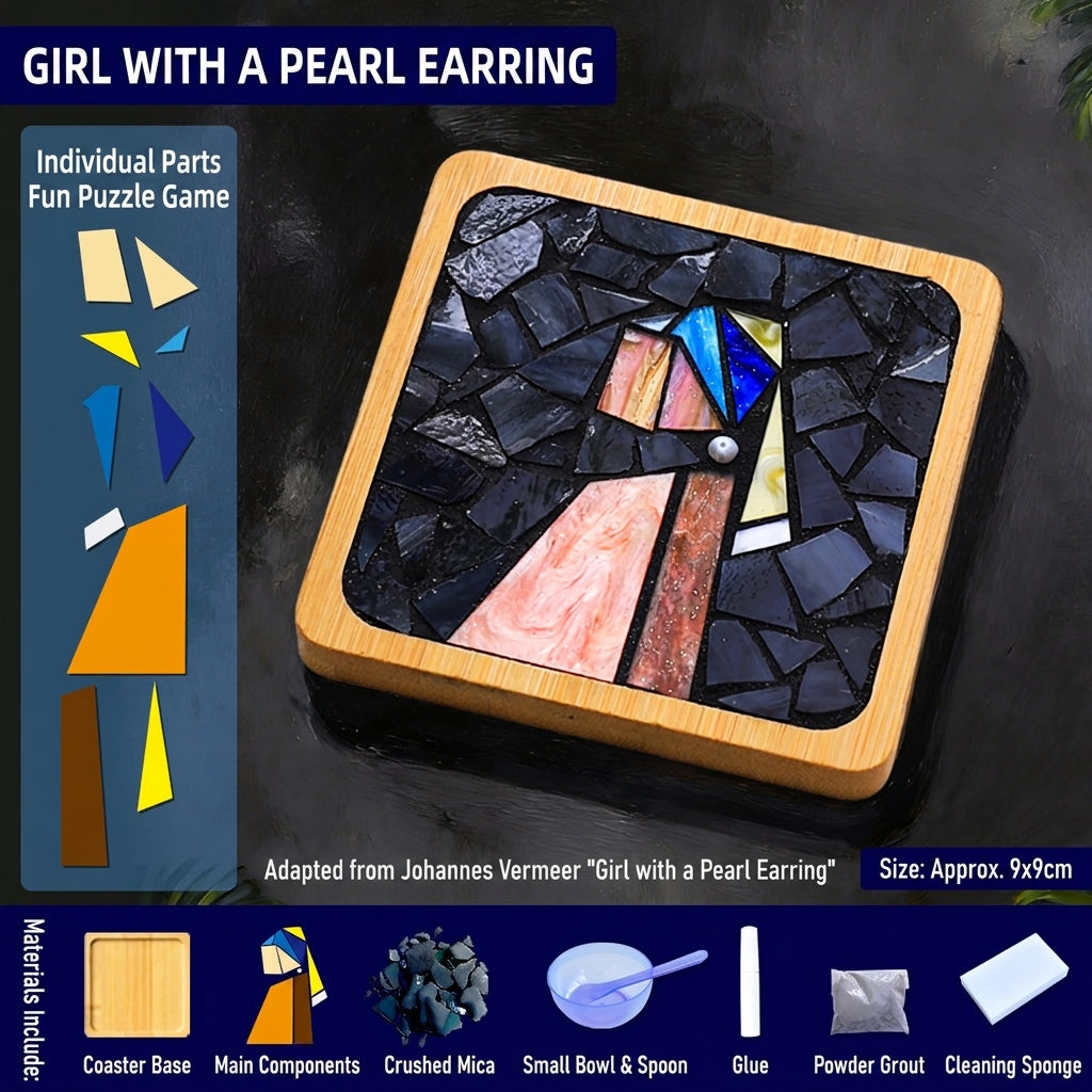 Mosaic Art Coaster Puzzle Kit Famous Painting Craft Set