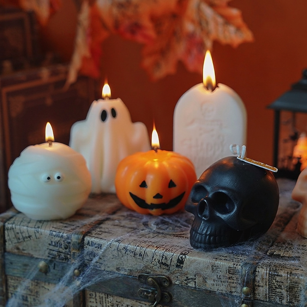 Halloween Ghost Pumpkin Skull Scented Candle Seasonal Decor