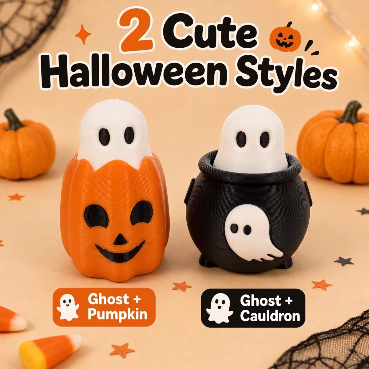 Halloween Clicker Fidget Toy Ghost Stress Relief Keychain