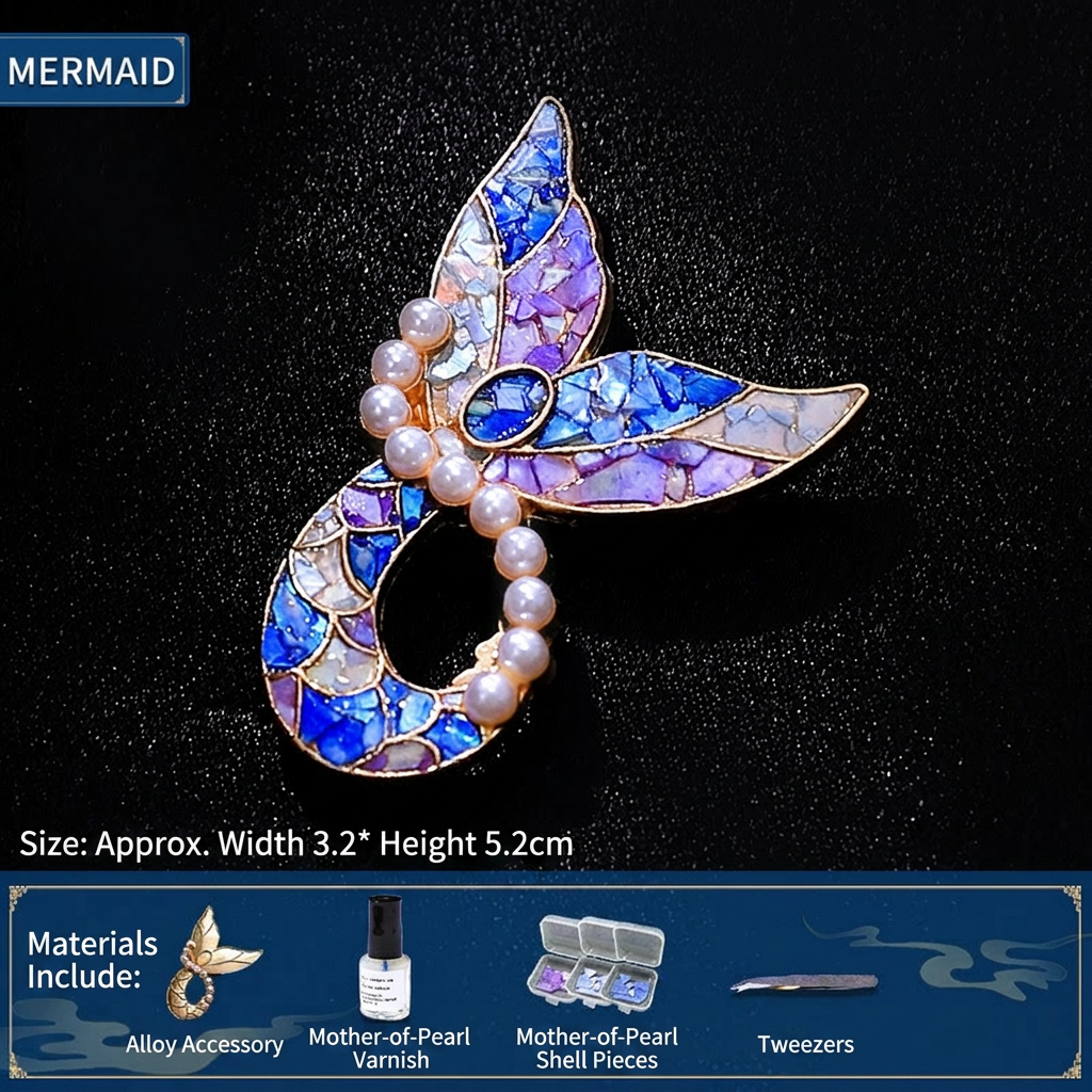 DIY Mother of Pearl Brooch Hair Clip Craft Kit