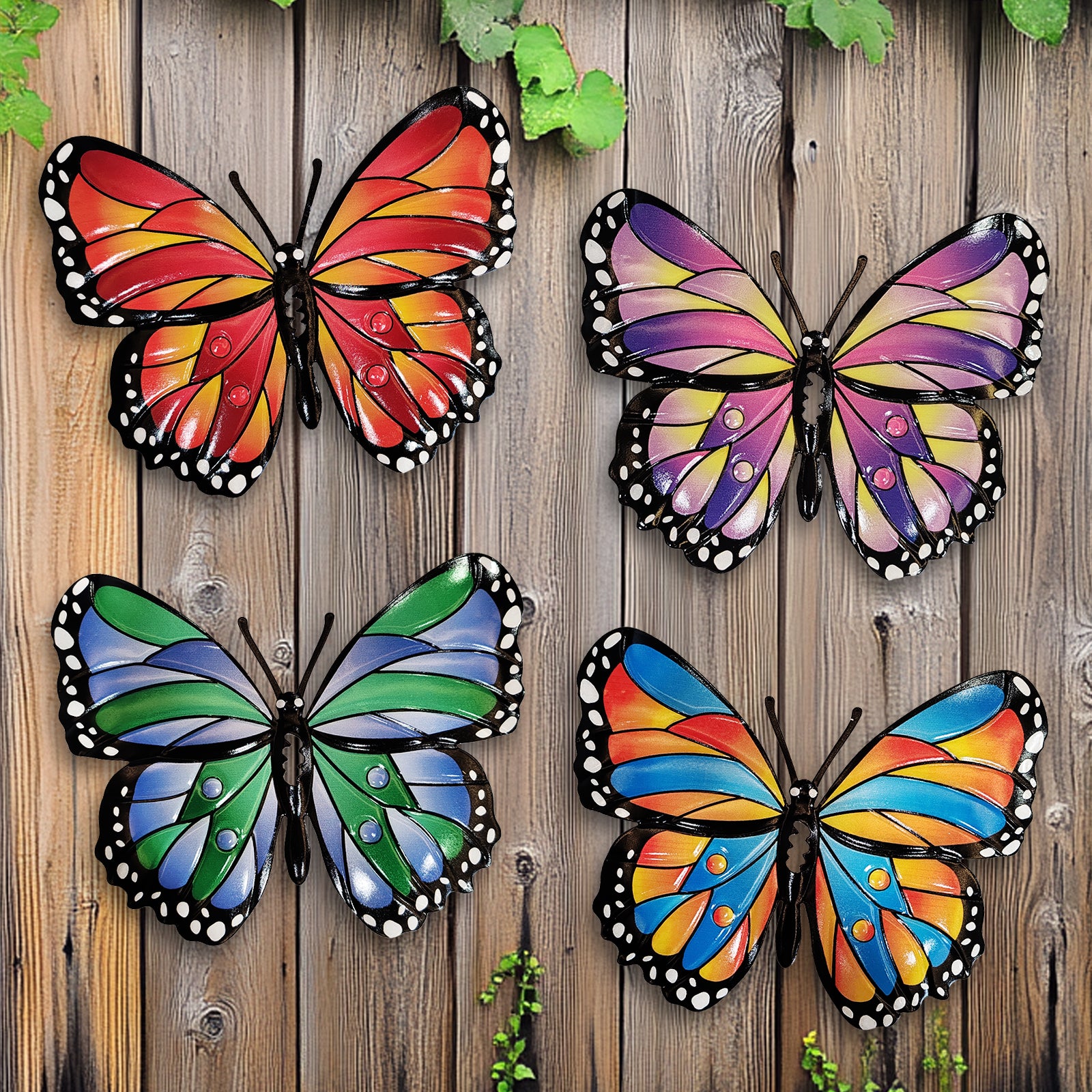 Colorful Metal Butterfly Wall Decor Set of 4 Indoor Outdoor