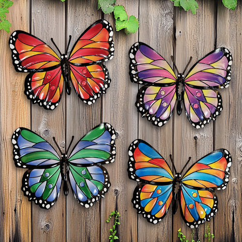 Colorful Metal Butterfly Wall Decor Set of 4 Indoor Outdoor