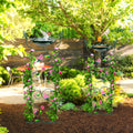 Green Fairy Metal Bird Bath Feeder with Flower Stand 36in