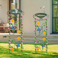 Green Butterfly Metal Bird Bath Garden Stake Decor