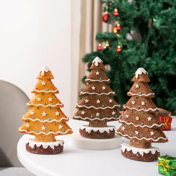 Gingerbread Christmas Tree Resin Tabletop Holiday Decor