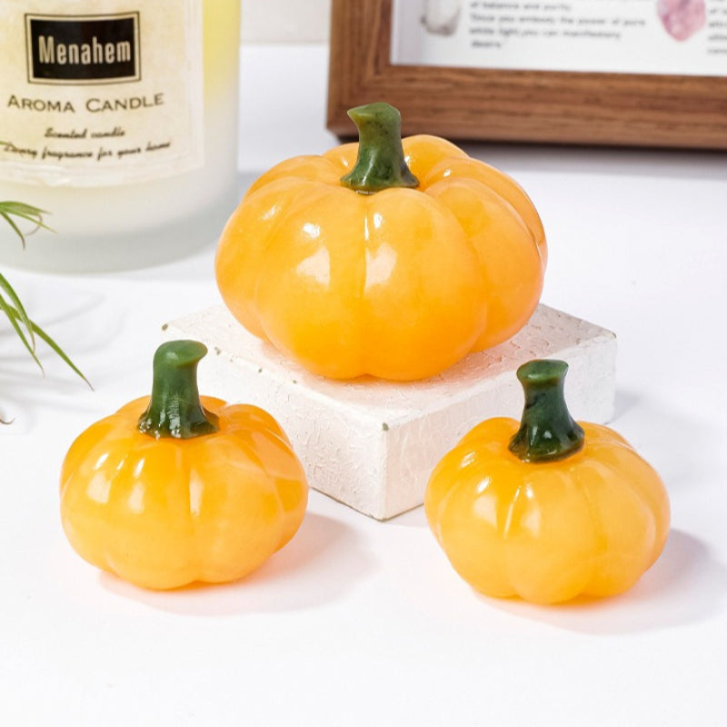 Yellow Stone Pumpkin Figurine Mini Fall Harvest Table Decor