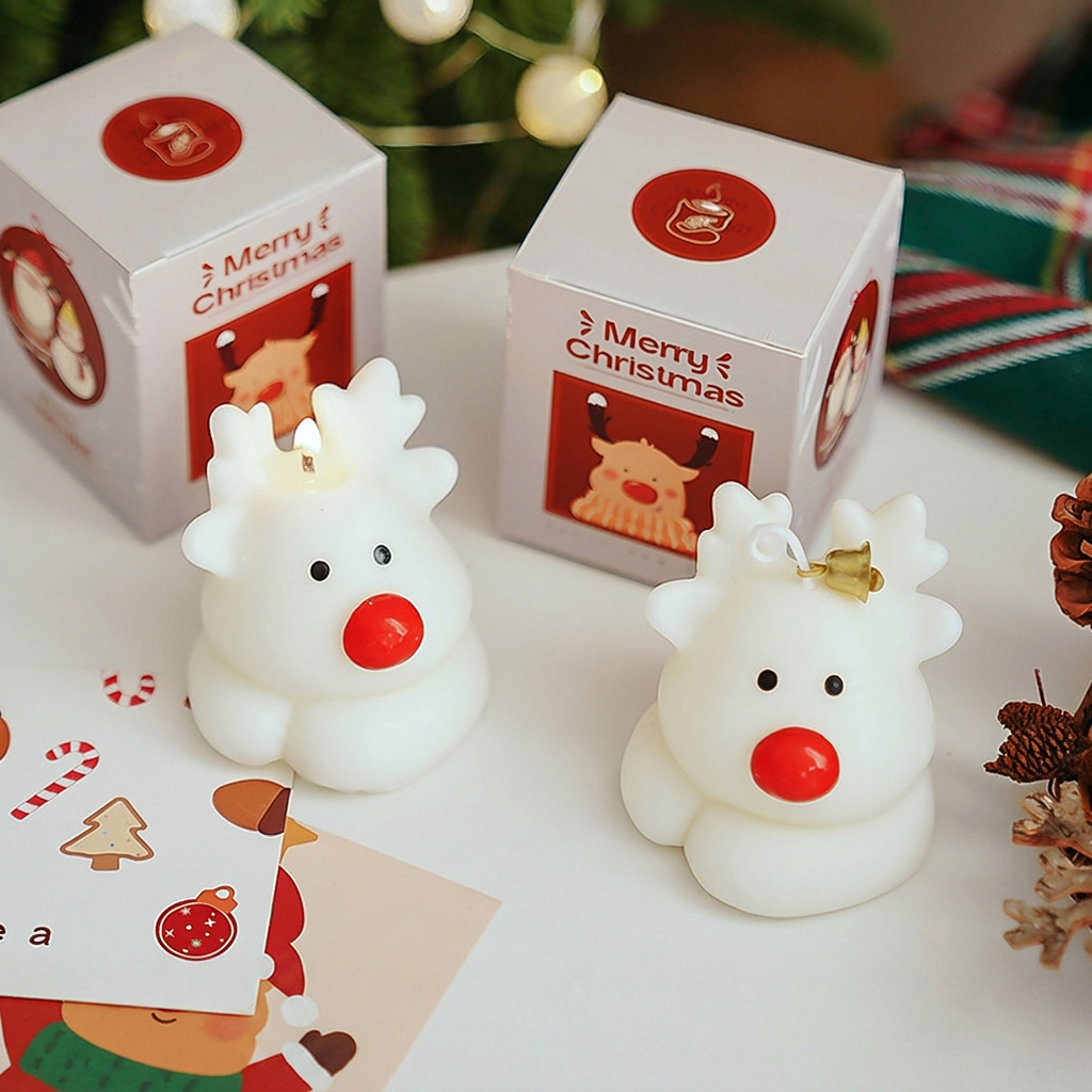 Christmas Reindeer Scented Candle Holiday Decorative Gift