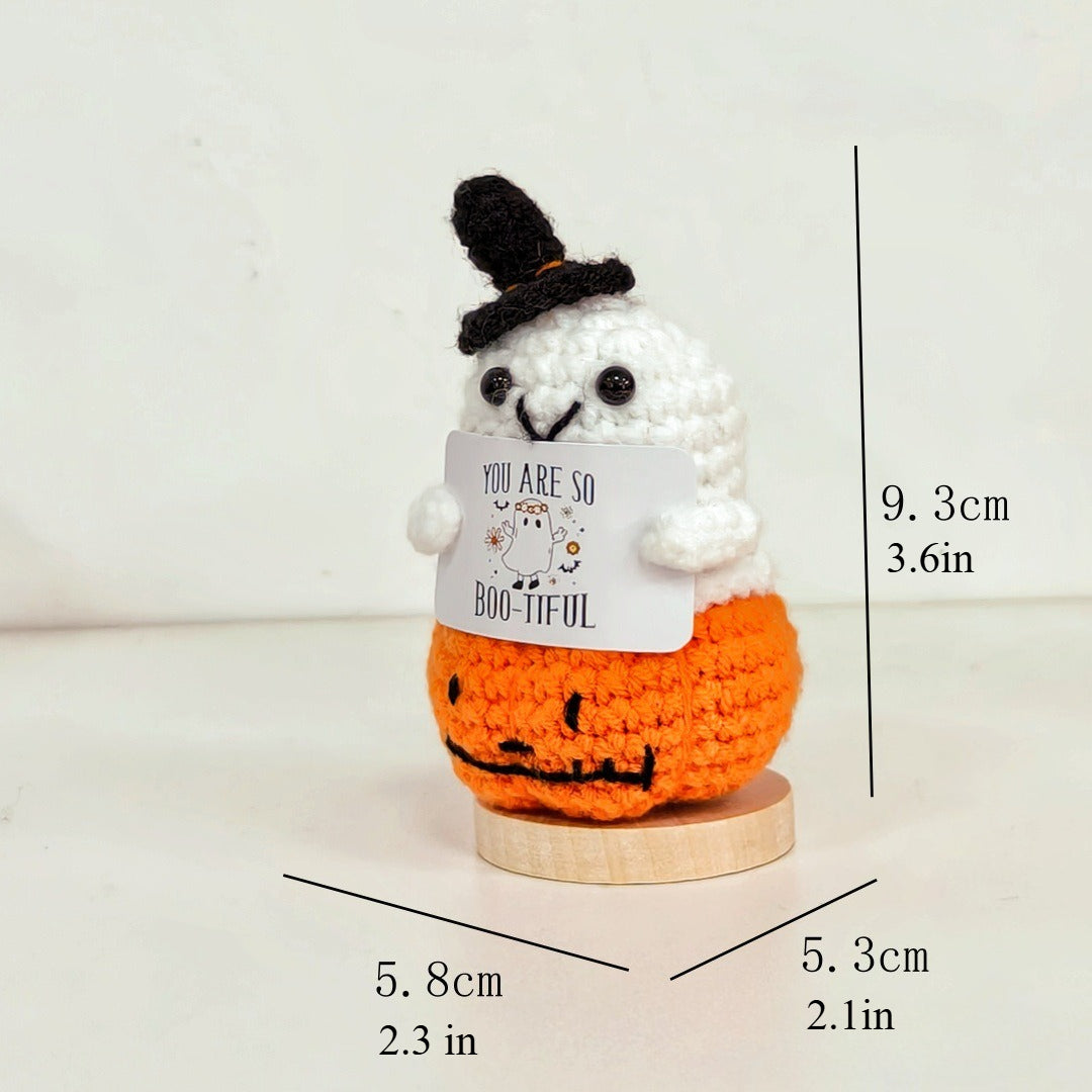Handmade Crochet Doll Pumpkin Ghost Halloween Plush Decor