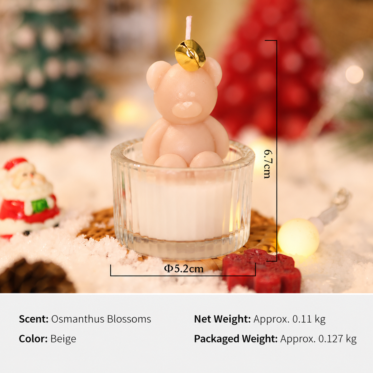 Christmas Glass Cup Scented Candle Holiday Home Decor
