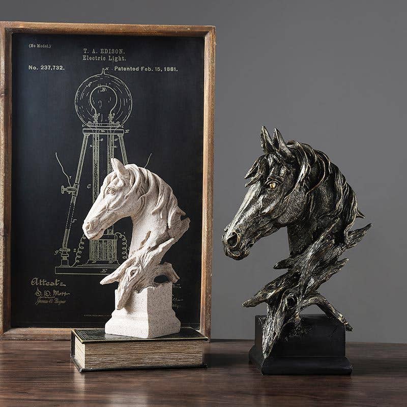 Vintage Horse Head Resin Sculpture Home Office Decor