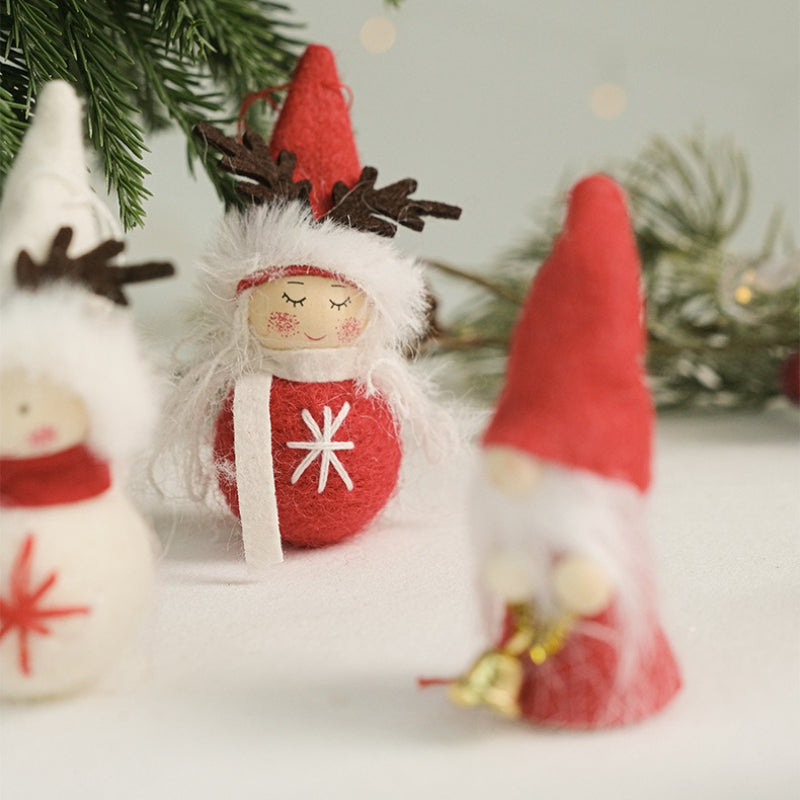 Farmhouse Christmas Tree Ornaments Fabric Doll Set