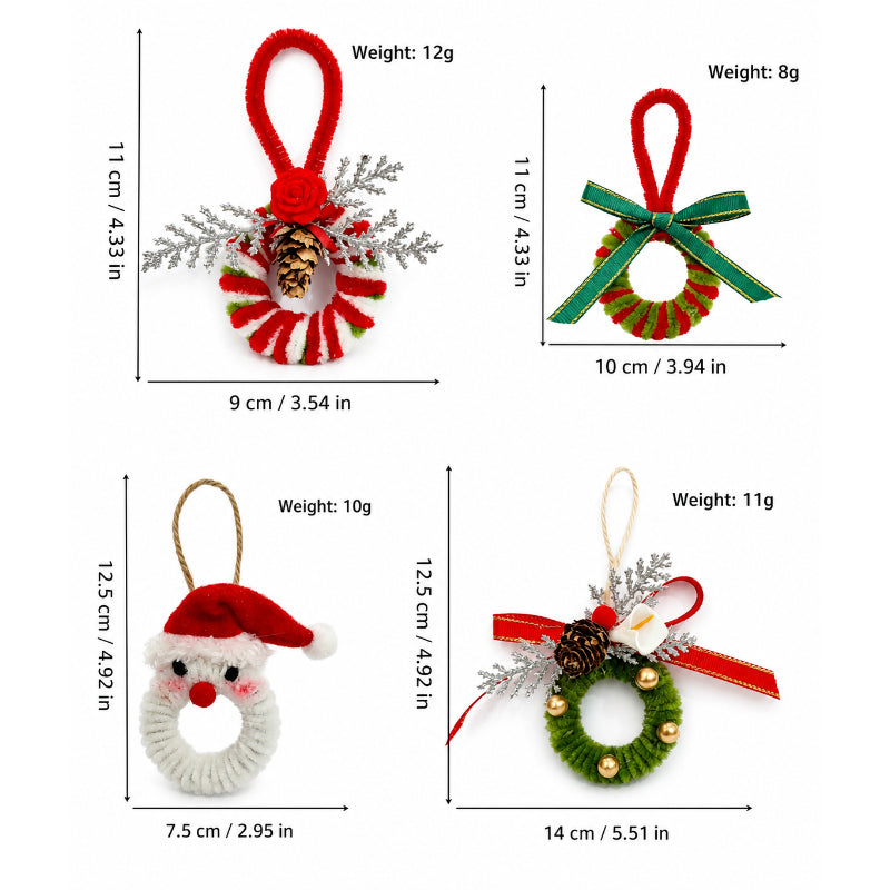 Mini Christmas Wreath Ornament Holiday Tree Hanging Decor