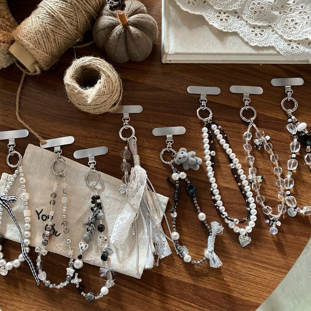 Beaded Phone Charm Strap Pearl Chain Bag Accessory
