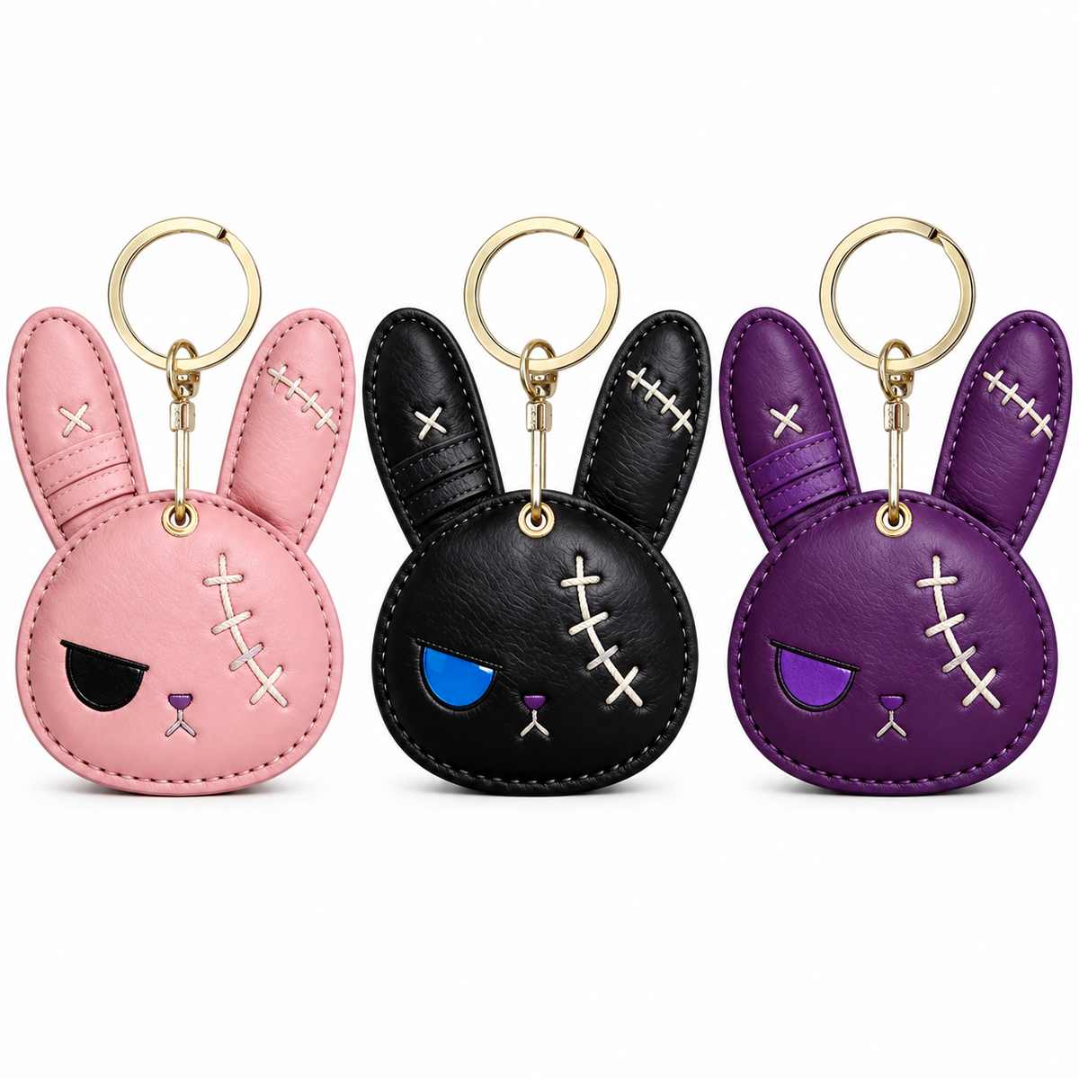 Cute Bunny Keychain Faux Leather Rabbit Bag Charm Accessory