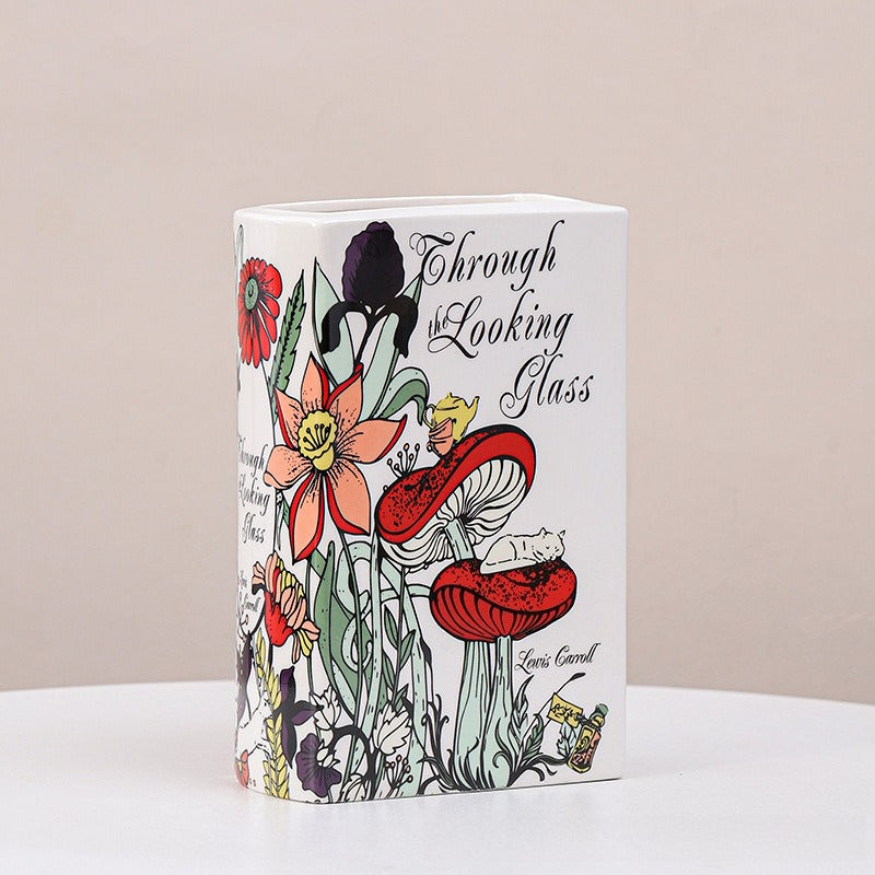 Ceramic Book Vase Decorative Flower Vase Home Shelf Decor