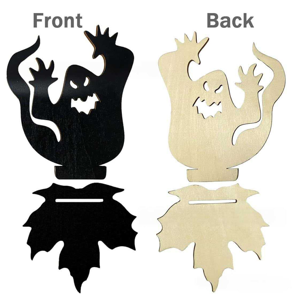 Halloween Wooden Ghost Candle Holder Tabletop Decor