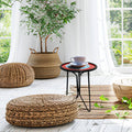 Red Ocean Mosaic Glass Side Table Coastal Patio Decor