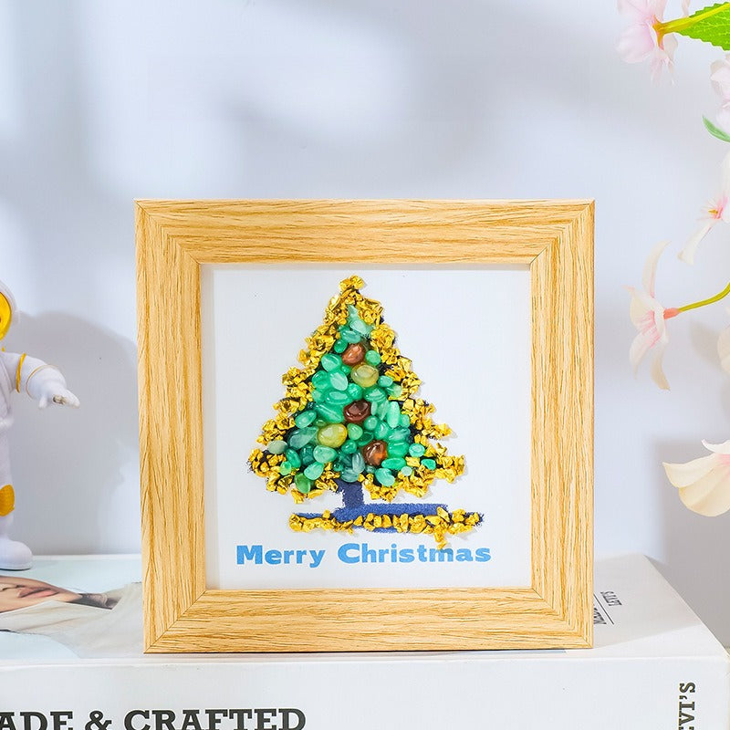 Crystal Chip Christmas Tree Framed Wall Decor for Holiday Gifts