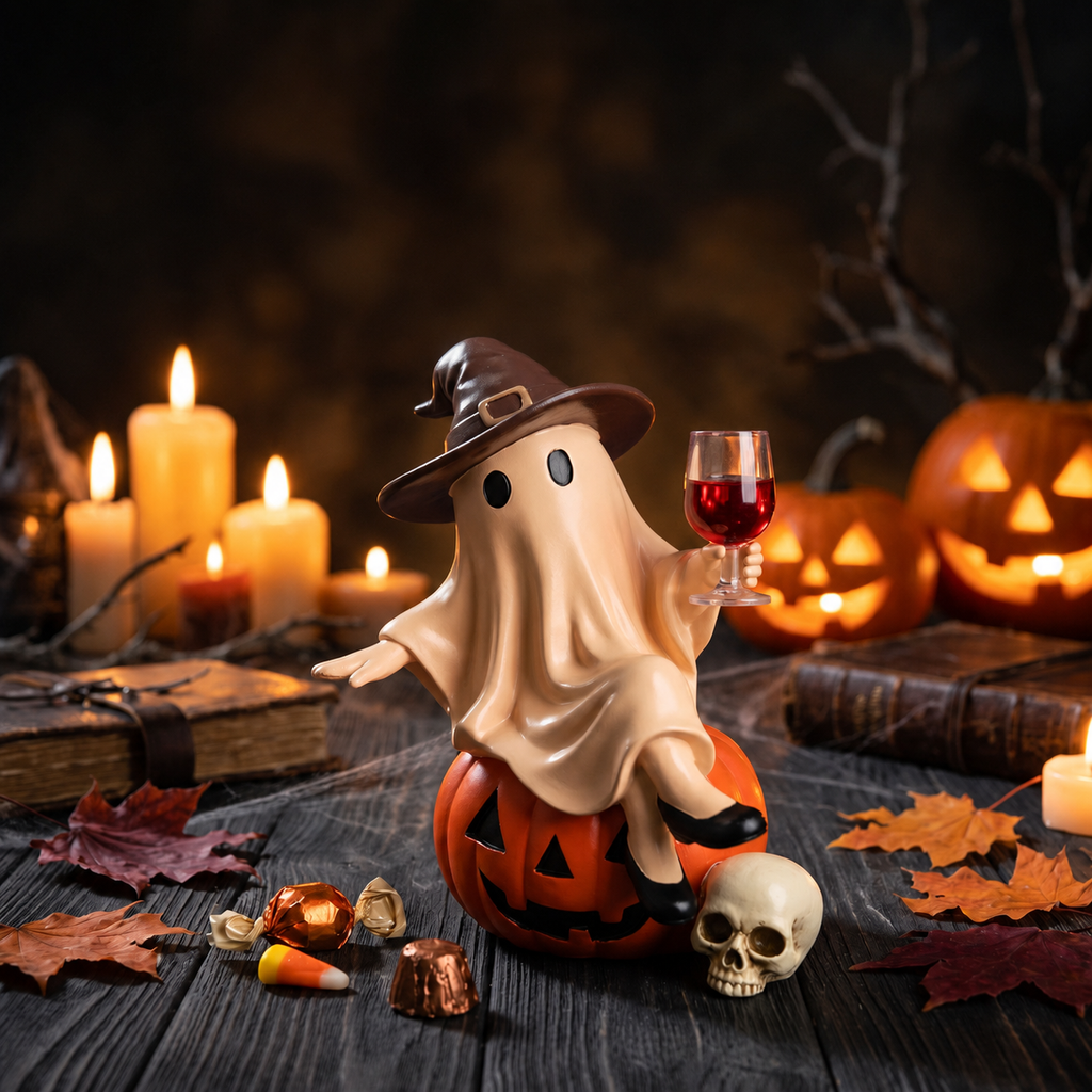 Halloween Ghost Wine Glass Resin Tabletop Decor