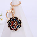 Floral Crystal Keychain Bag Charm Metal Rose Pendant