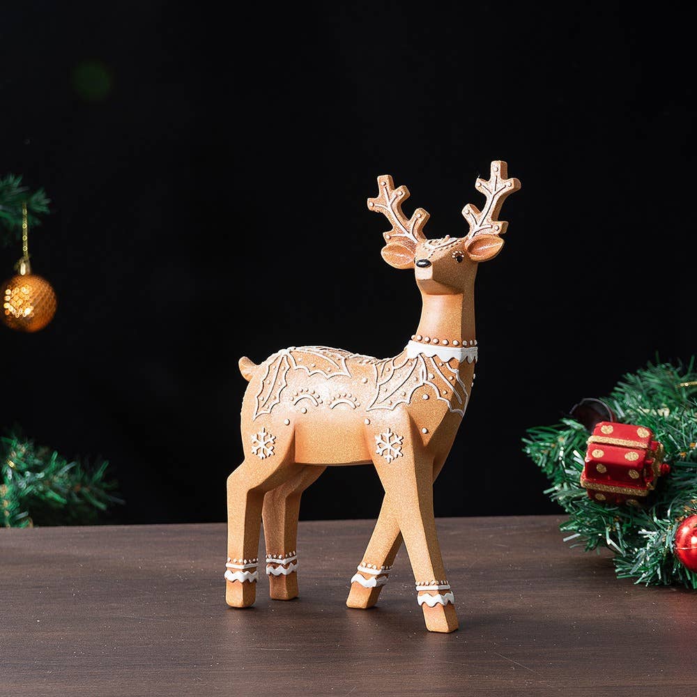 Christmas Reindeer Resin Figurine Holiday Home Decor