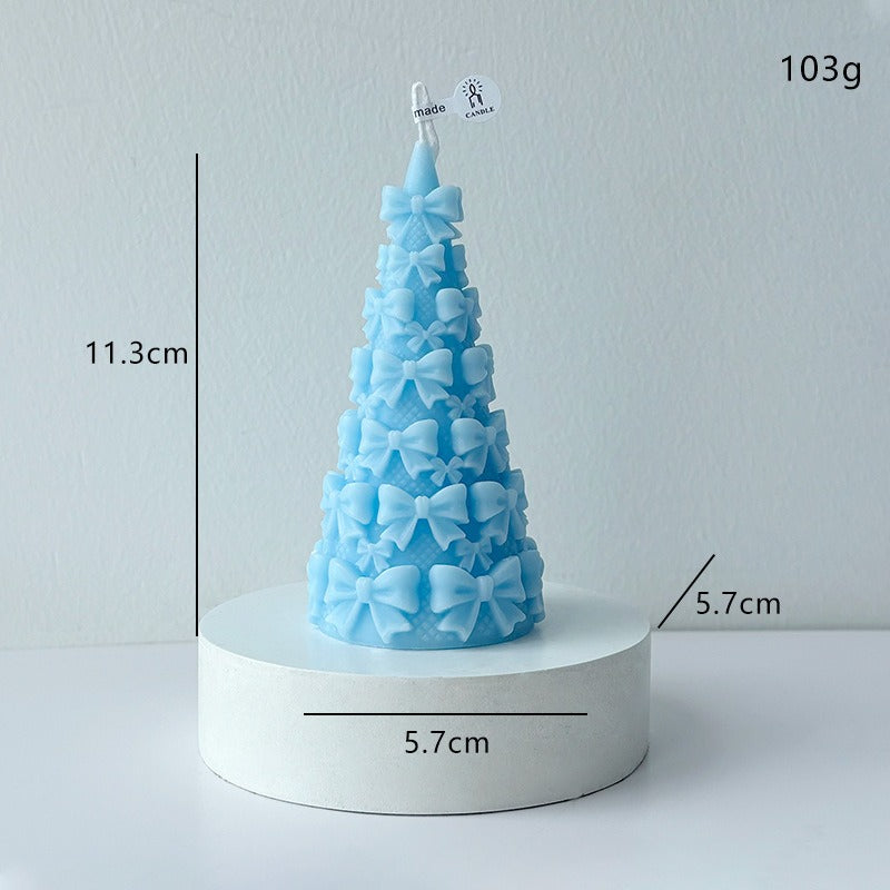 Bow Christmas Tree Candle Decorative Candle Holiday Home Decor