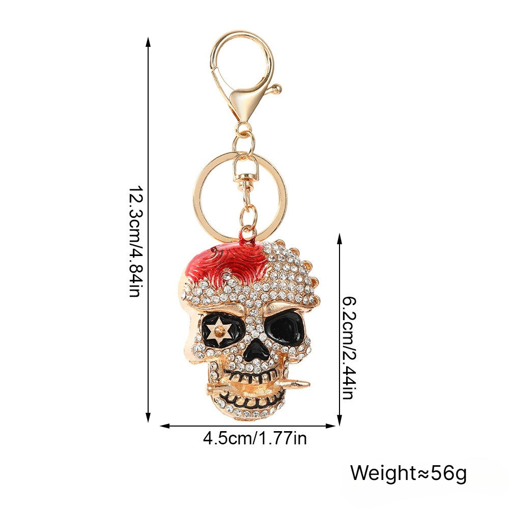 Rhinestone Skull Keychain Zinc Alloy Gothic Bag Charm