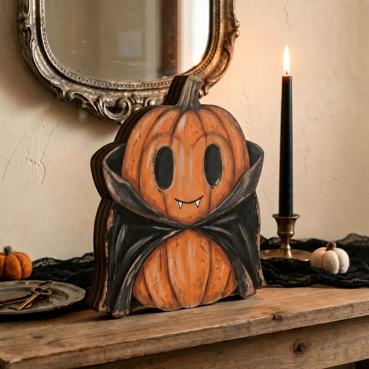 Halloween Wooden Pumpkin Character Tabletop Decor