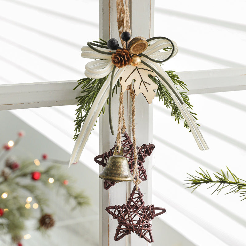 Rustic Christmas Bell Door Hanger Pinecone Decor