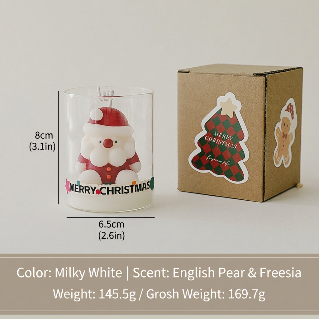 Christmas Glass Cup Scented Candle Holiday Decorative Gift