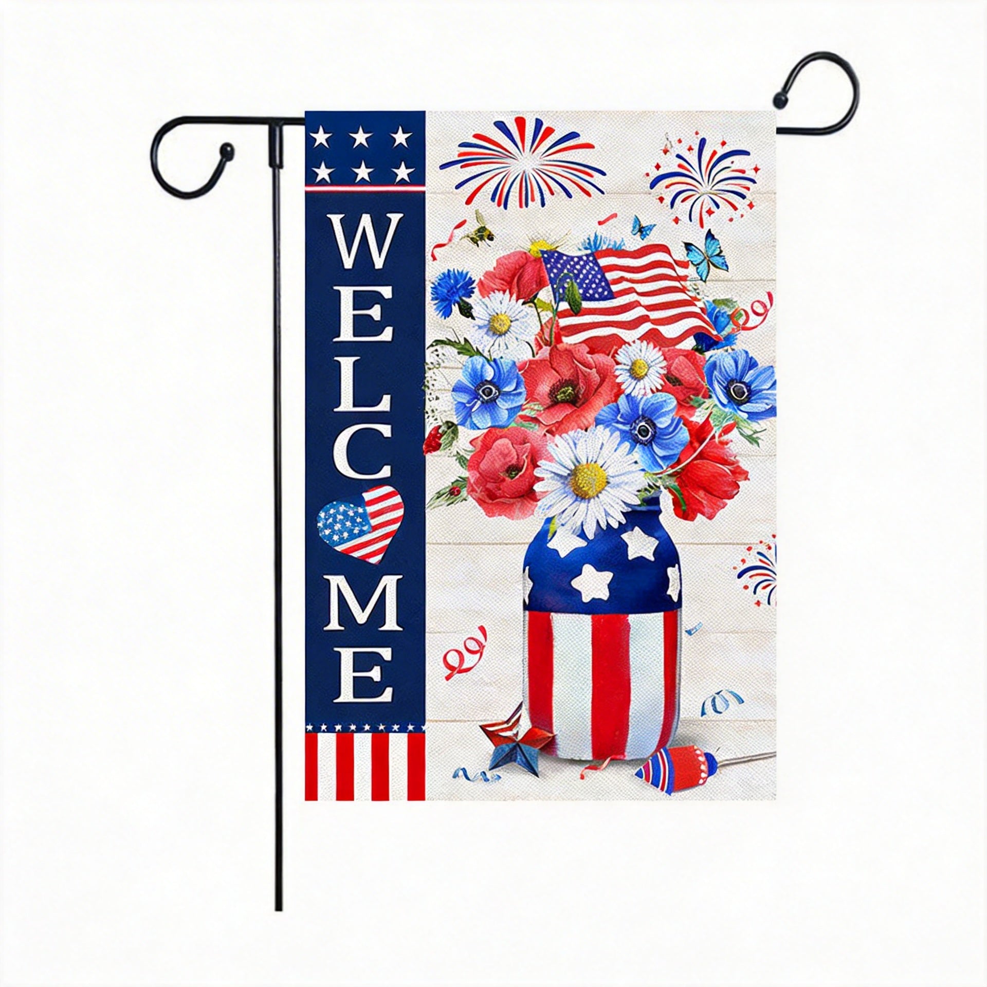 Fourth of July Patriotic Garden Flag USA Welcome Decor
