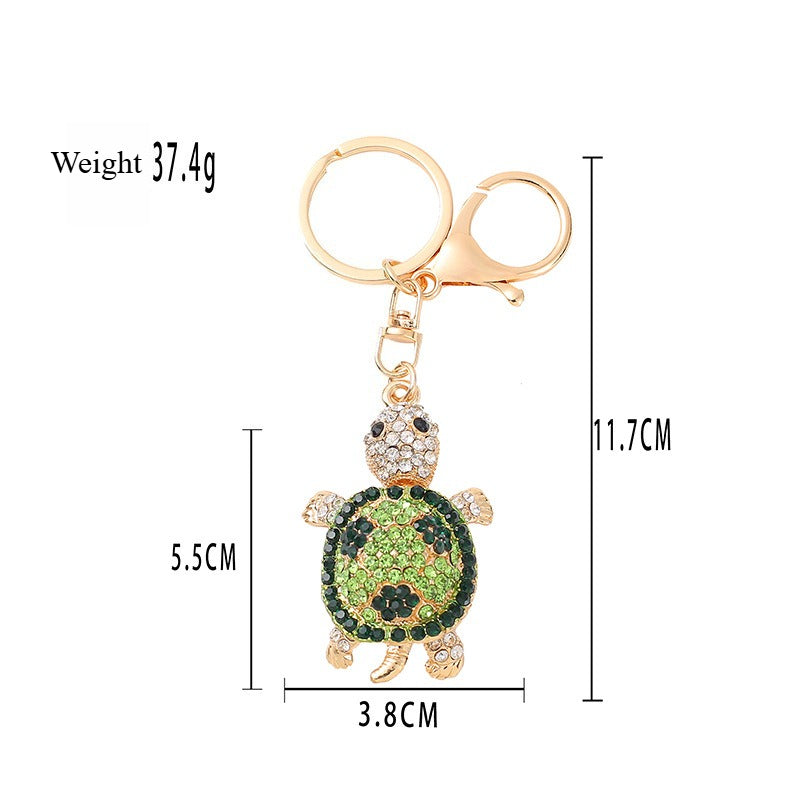 Crystal Turtle Keychain Sparkling Charm with Metal Ring