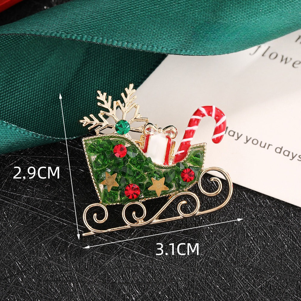 Christmas Alloy Holiday Brooch Set Festive Pin