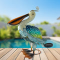 Solar Garden Pelican Statue Metal Glass Outdoor Decor