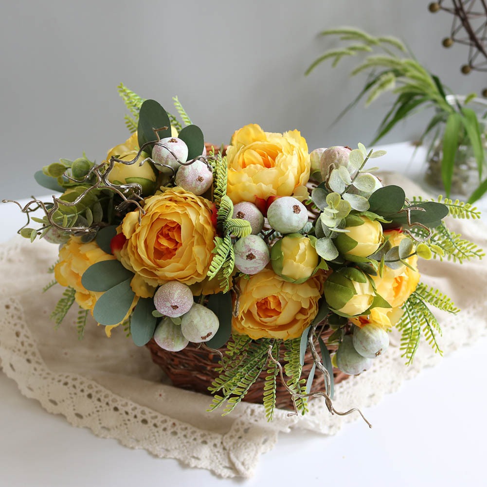 Valentine Peony Rose Faux Bouquet Nordic Home Decor
