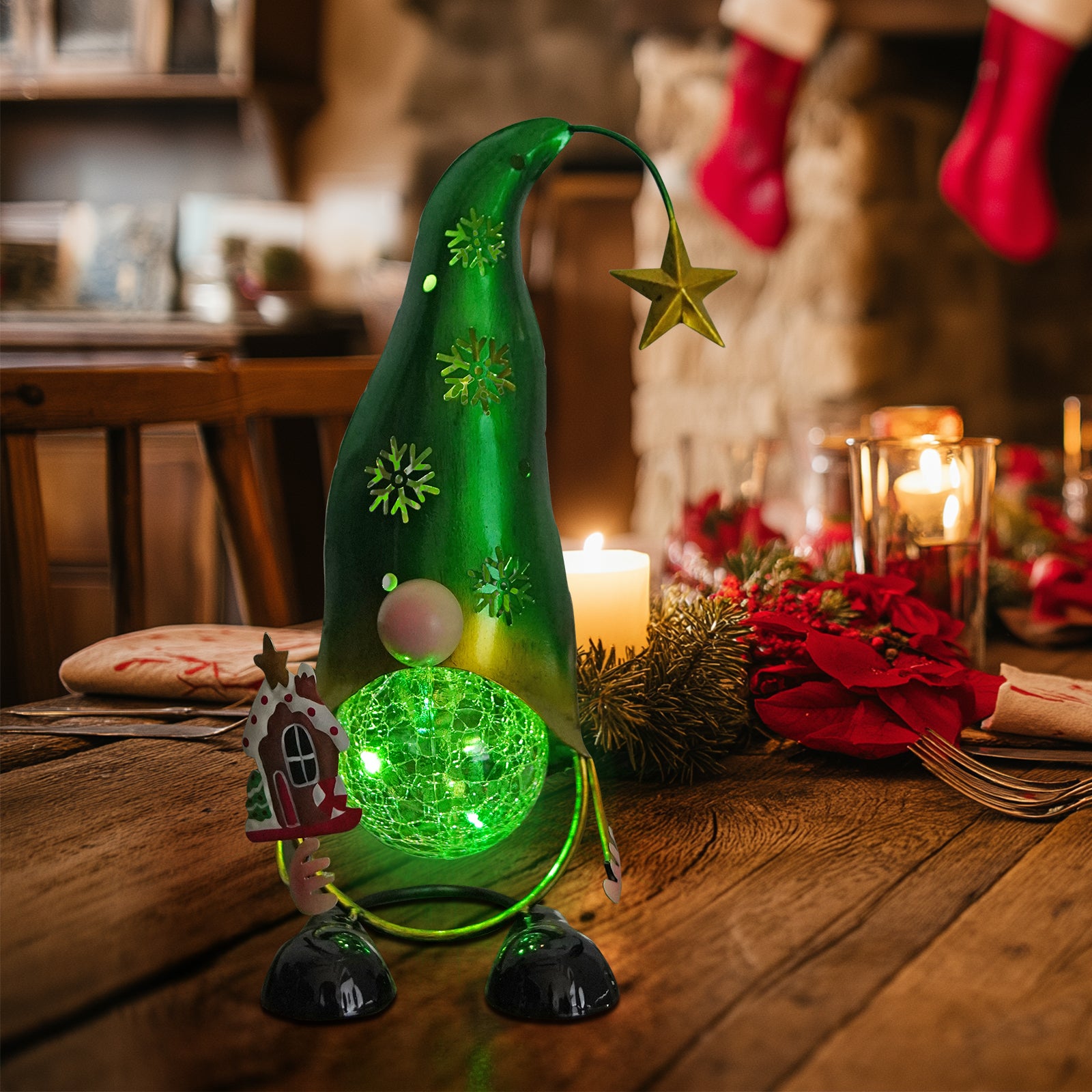Solar Gnome Christmas Decor with Color Changing Lights