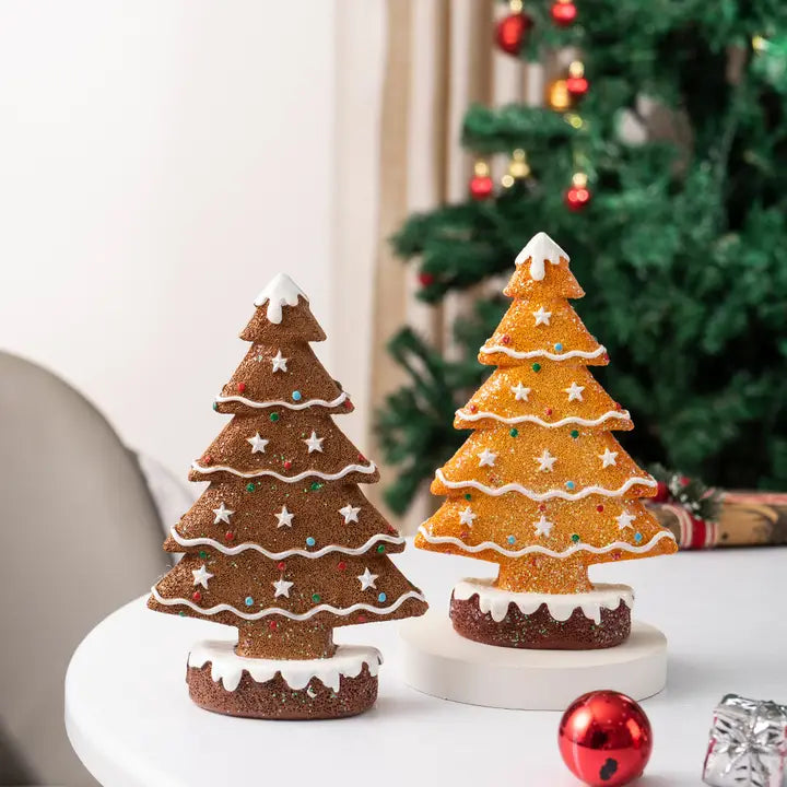 Gingerbread Christmas Tree Resin Tabletop Holiday Decor