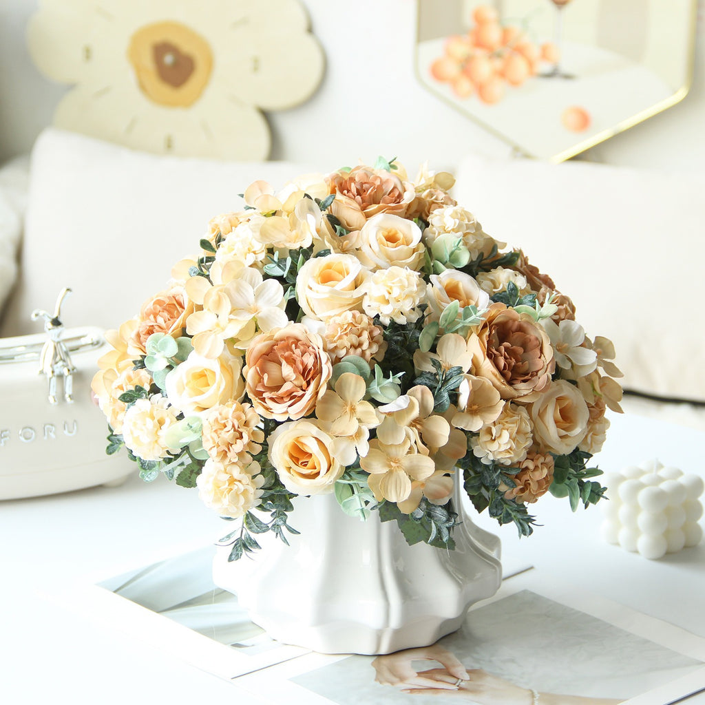 Valentine Faux Rose Hydrangea Peony Bouquet Home Decor
