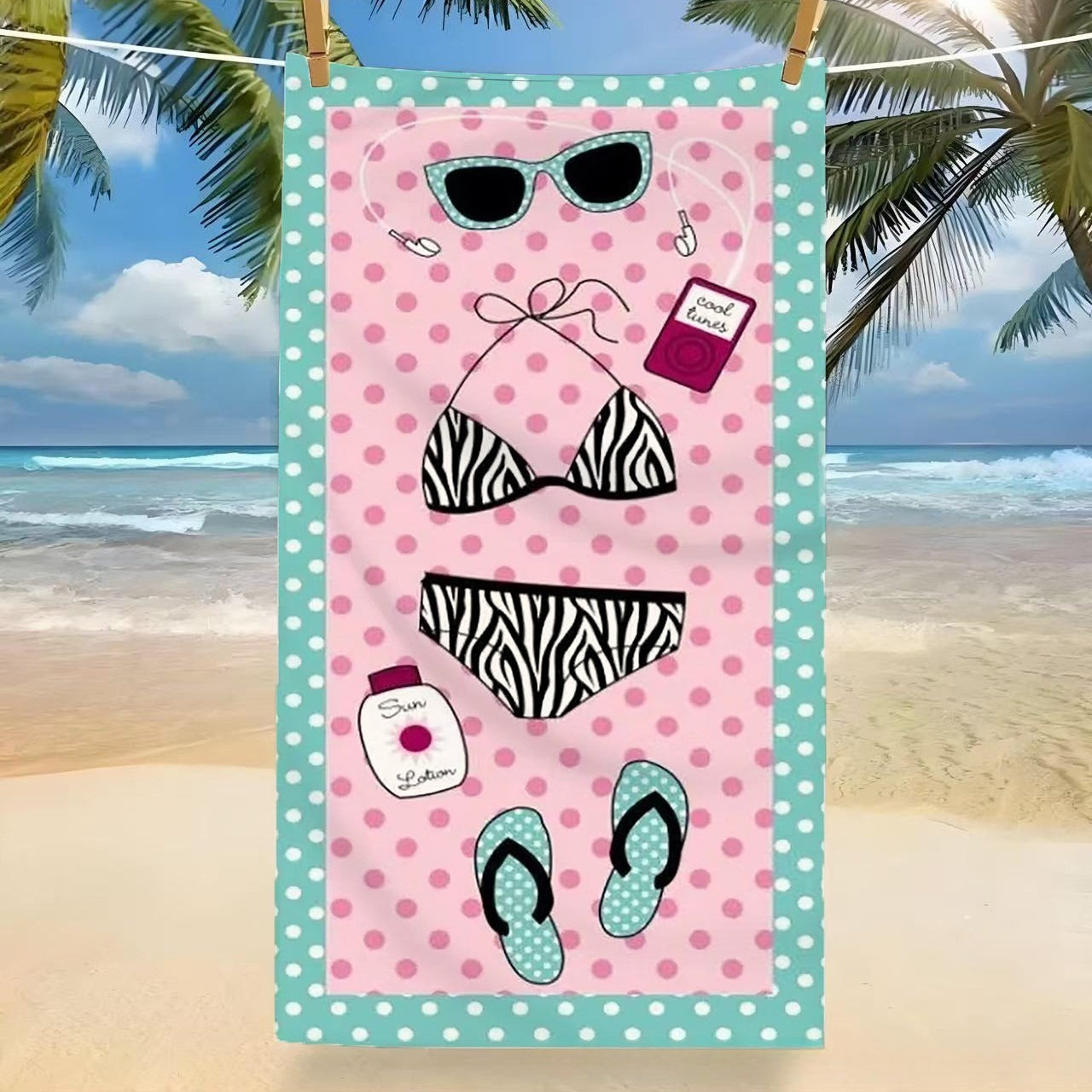 Microfiber Beach Towel Tropical Pool Travel Bath Towel
