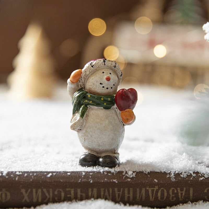 Resin Rustic Christmas Snowman Figurines Tabletop Holiday Decor