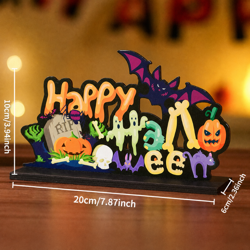 Halloween Wooden Tabletop Sign Seasonal Decor