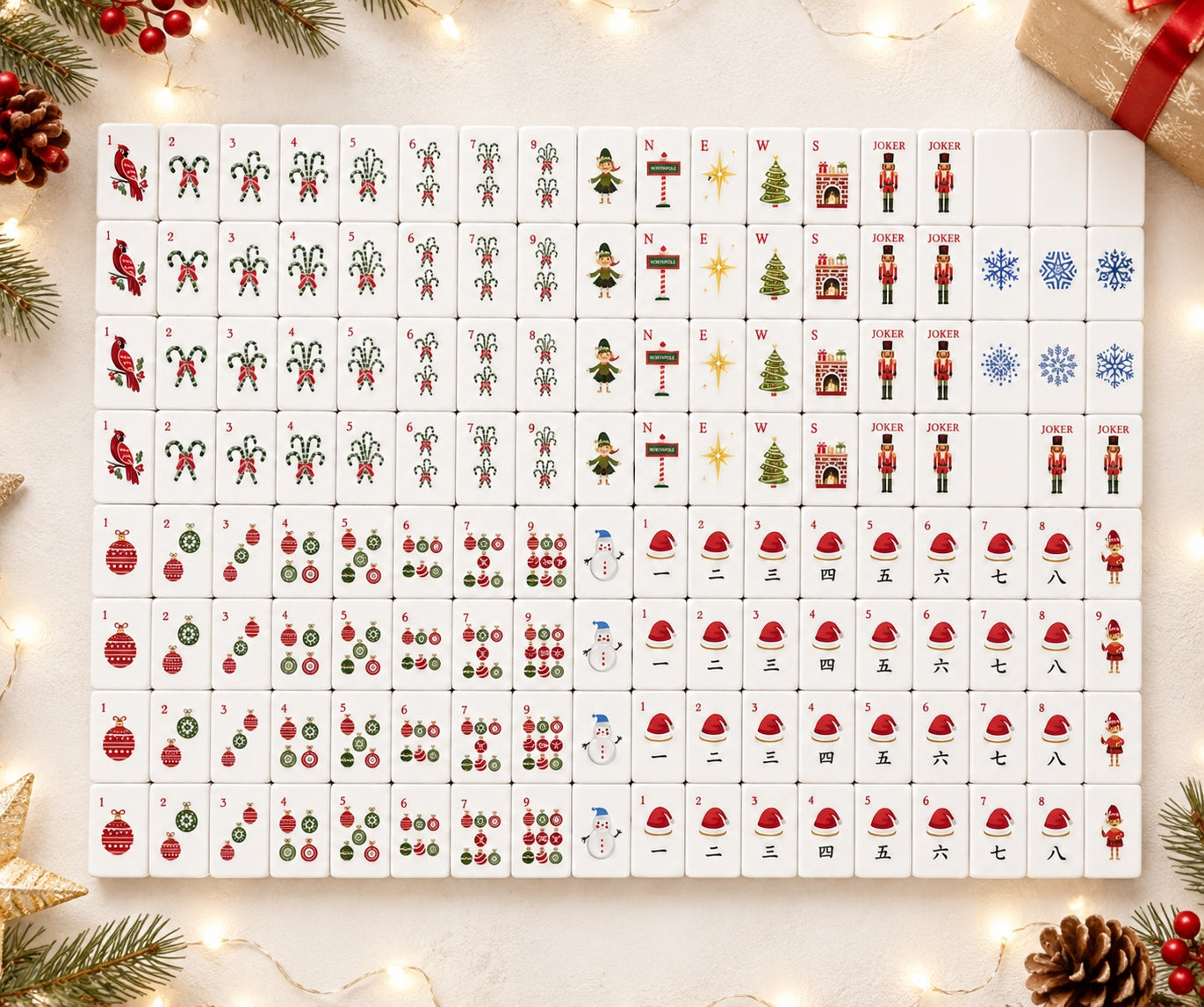 Christmas Themed Mahjong Set Acrylic Mahjong Tiles