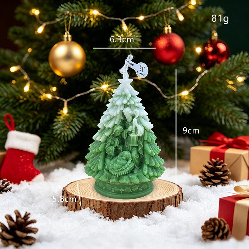 Christmas Tree Candle Holiday Decor Winter Village Tabletop Accent