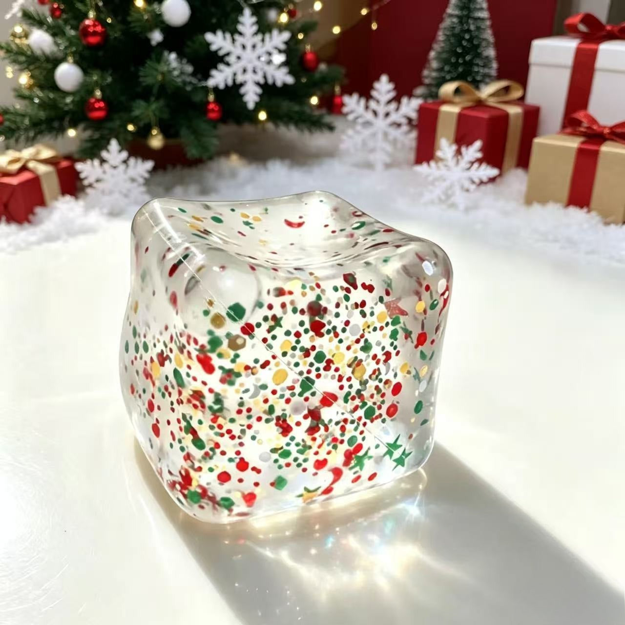 Christmas Ice Cube Squishy Slow Rising Glitter Stress Toy