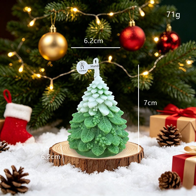 Christmas Tree Candle Holiday Decor Winter Village Tabletop Accent