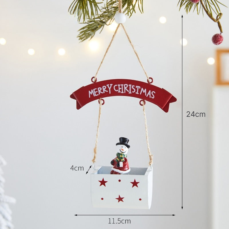 Christmas Metal Hanging Decorations Santa Snowman Reindeer