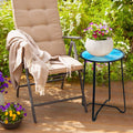 Blue Jellyfish Glass Side Table for Patio and Living Room